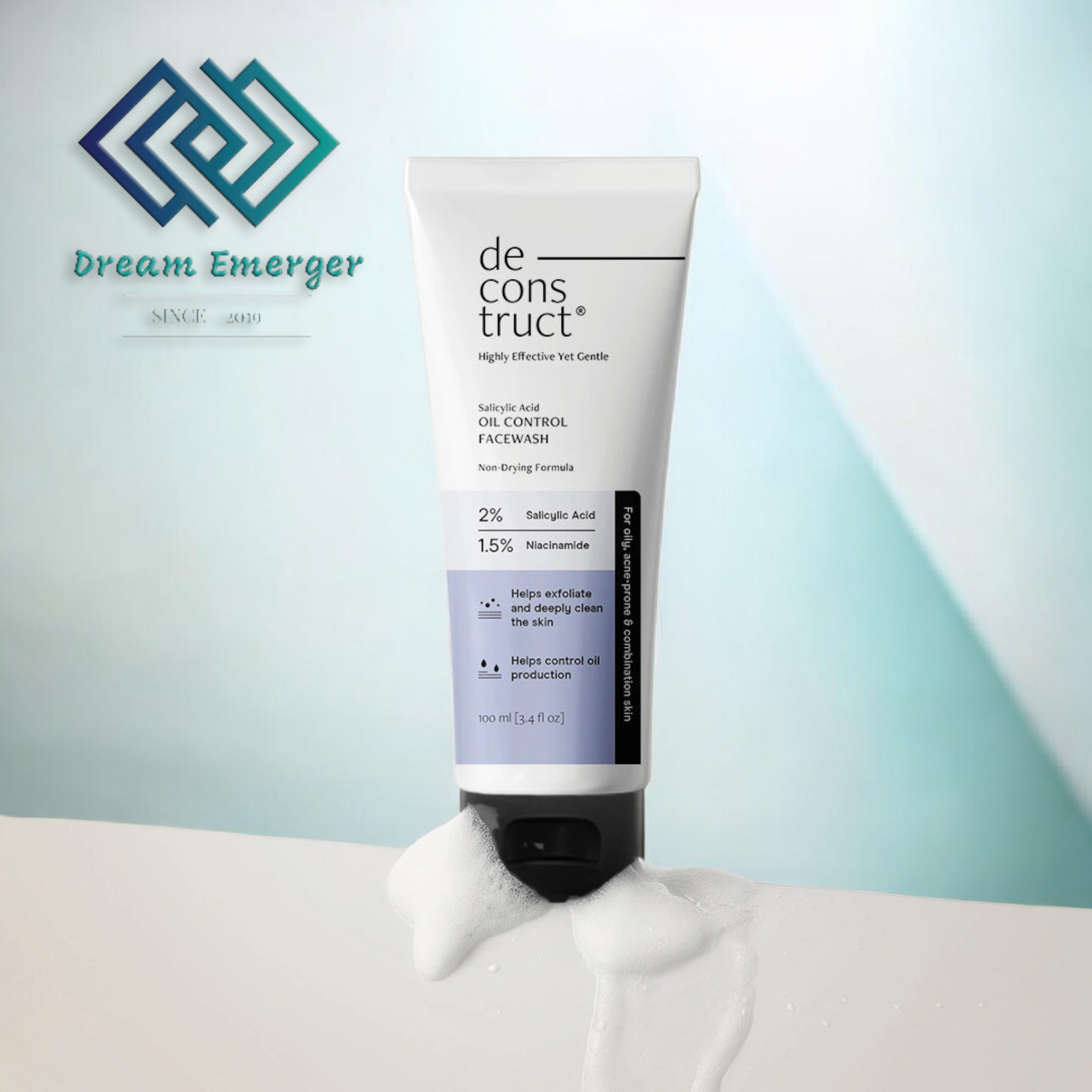 Deconstruct Salicylic Acid Oil Control Face Wash | 2% Salicylic acid + 1.5% Niacinamide | Non-drying & Cooling